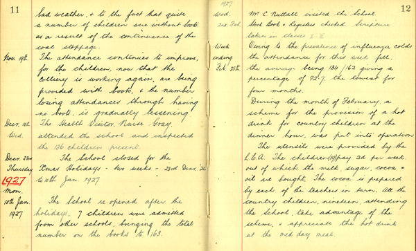 Diary Page from School Logbook 